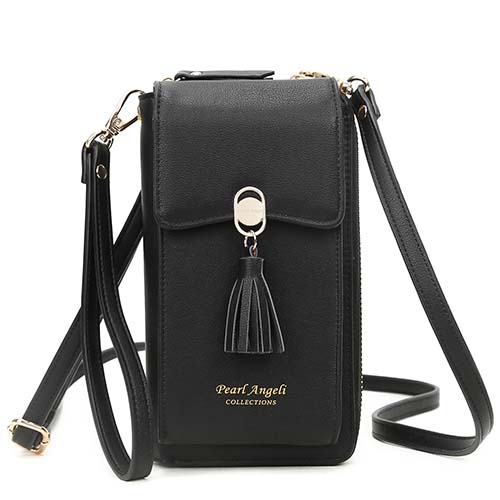Pearl Angeli Crossbody Phone Bag Wallet RFID Womens Wallet Small Handbag Zipper Around Cellphone Credit Card Purse with Tassel