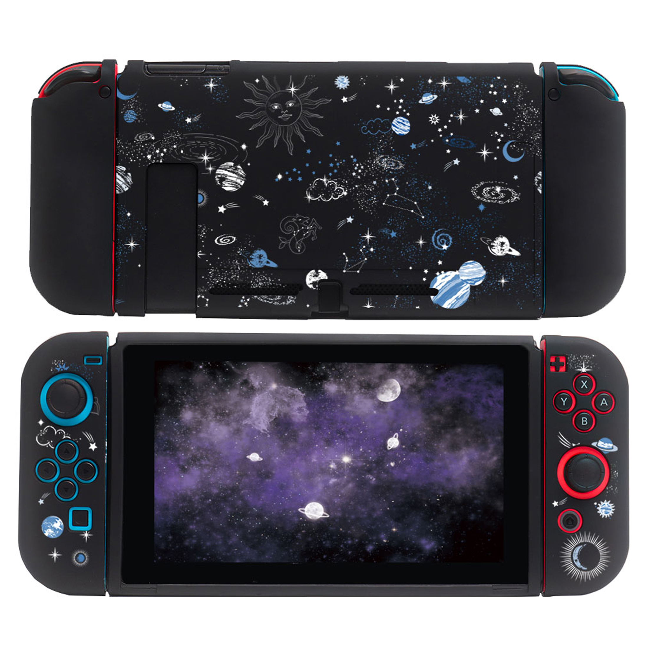 Pearl Angeli Hülle für Nintendo Switch Konsole Joy Con, TPU Schlanke Schutzhülle für NS Joycon Konsole,trennbare Schale,andockbare Schutzhülle für Nintendo Switch,Mysterious starry sk