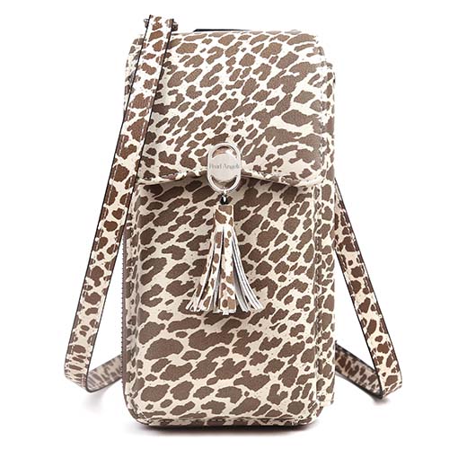 Pearl Angeli Small Crossbody Phone Bag RFID Women Wallet Cellphone Credit Card Purse with Adjustable Shoulder Strap(Lepoard Khaki)